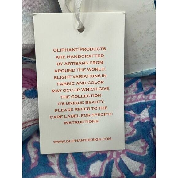 Oliphant Mini Dress Long Balloon Sleeves Tie Front Floral Fern Blue Small NWT - Picture 8 of 12